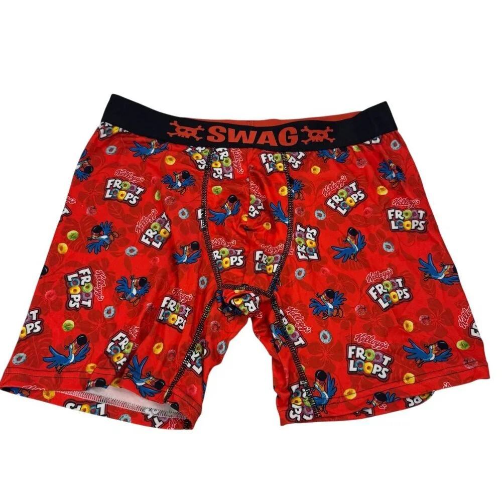 Swag NWOT 2 Pack Boxer Briefs Kellogg's Men XL Red Blue Stretch Comfort Novelty